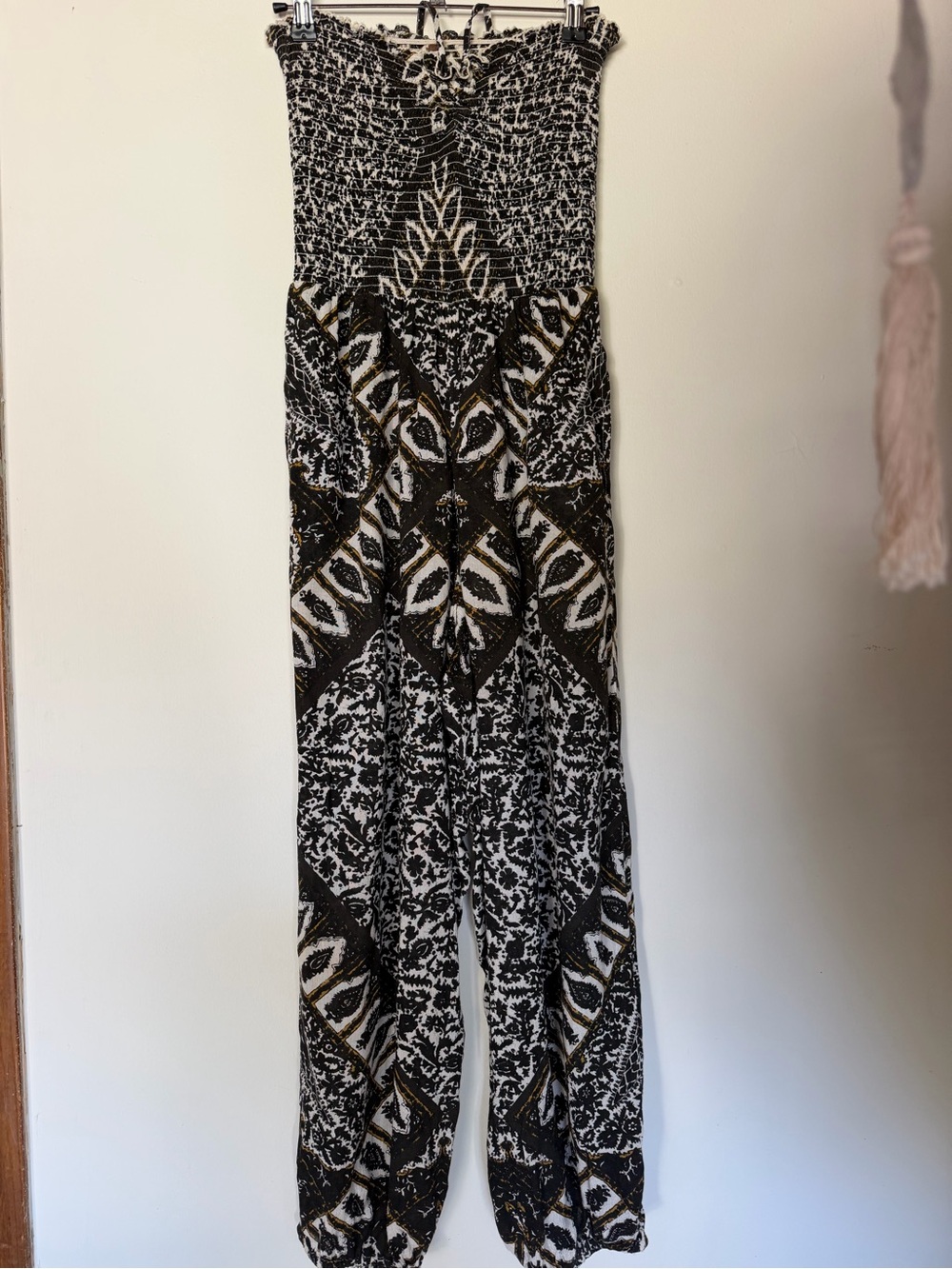 Free People Smocked Gauzy Boho Jumpsuit size SP